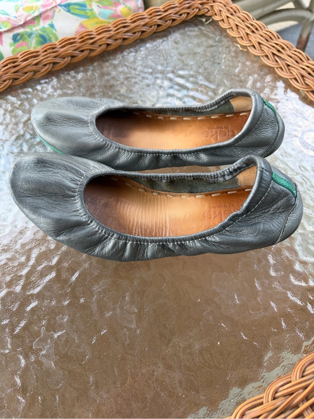 Tieks Gunmetal Silver Leather Ballet Flats Foldable Travel Shoes Women’s 7 - Picture 14 of 17